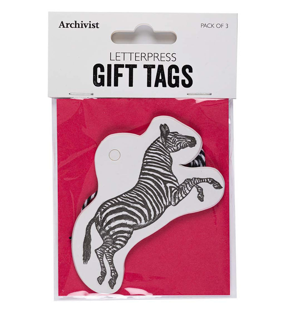 Letterpress Zebra Gift Tag