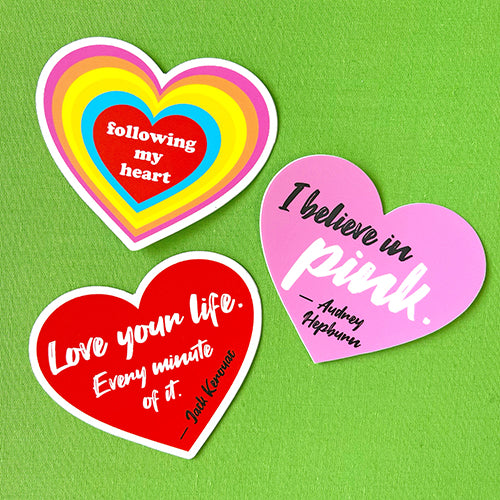 Pink Quote Heart Sticker (Audrey Hepburn)