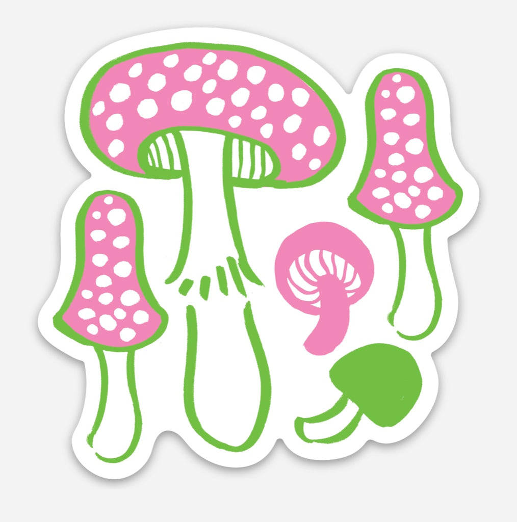 Pink Mushrooms Sticker